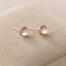 Load image into Gallery viewer, Tiny Round Moonstone Stud Earrings in 925 Sterling Silver