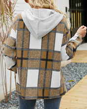 Load image into Gallery viewer, Plaid Pockets Hooded Loose-Fitting Shirt Jacket