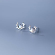 Load image into Gallery viewer, Deer Head Antler Moose Stud Earrings in 925 Sterling Silver