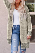 Load image into Gallery viewer, Pink Plaid Knitted Long Open Front Cardigan