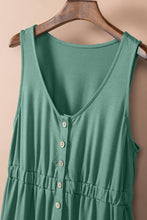 Load image into Gallery viewer, Green Buttons Sleeveless High Waist Mini Dress