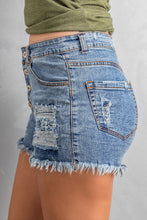 Load image into Gallery viewer, Sky Blue Gypsy Mid-rise Distressed Denim Shorts