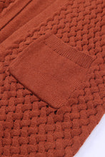 Load image into Gallery viewer, Brown Open Front Woven Texture Knitted Cardigan with Pockets