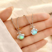 Load image into Gallery viewer, Cute Firefly Bug Charm Necklace in 925 Sterling Silver: Silver/White