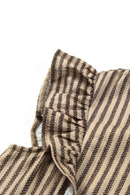 Load image into Gallery viewer, Khaki Striped Crew Neck Ruffled Tank Top