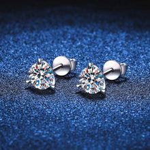 Load image into Gallery viewer, Three-Prong Moissanite Stud Earring in 925 Sterling Silver
