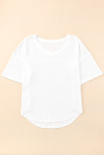 Load image into Gallery viewer, White Waffle Knit Drop Shoulder Loose Top