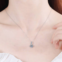 Load image into Gallery viewer, Four-Prong Moissanite Ribbon Necklace in 925 Sterling Silver: 1.0 ct