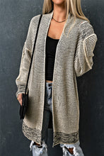 Load image into Gallery viewer, Pink Plaid Knitted Long Open Front Cardigan