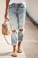 Load image into Gallery viewer, WASHED DENIM PANTS WITH STRAIGHT PIPE HOLES_CWJP0251: LIGHTBLUE / (XXL) 1