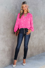 Load image into Gallery viewer, Yellow Split Neck Fall Printed Crinkled Blouse