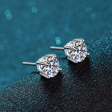 Load image into Gallery viewer, Four-Prong Moissanite Stud Earrings in 925 Sterling Silver: 0.4 ct