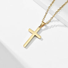 Load image into Gallery viewer, Mens Cross Charm Pendant Necklace in Stainless Steel: Black / Small