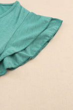 Load image into Gallery viewer, Gray Ruffle Short Sleeves V Neck Drawstring Top