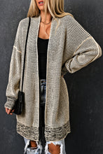 Load image into Gallery viewer, Pink Plaid Knitted Long Open Front Cardigan