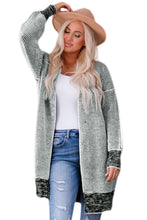 Load image into Gallery viewer, Pink Plaid Knitted Long Open Front Cardigan