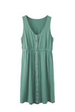 Load image into Gallery viewer, Green Buttons Sleeveless High Waist Mini Dress