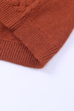 Load image into Gallery viewer, Brown Open Front Woven Texture Knitted Cardigan with Pockets