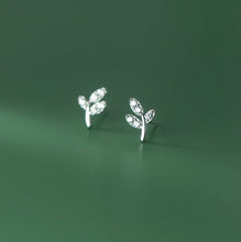 Load image into Gallery viewer, Dainty Cute Branch Leaf Stud Earrings in 925 Sterling Silver: Sliver