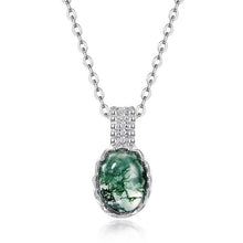 Load image into Gallery viewer, Oval Cut Moss Agate Pendant Necklace in 925 Sterling Silver