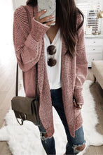 Load image into Gallery viewer, Pink Plaid Knitted Long Open Front Cardigan