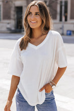 Load image into Gallery viewer, White Waffle Knit Drop Shoulder Loose Top