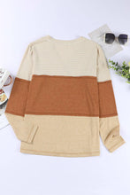 Load image into Gallery viewer, Orange striped block long-sleeved baggy blouse