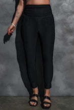 Load image into Gallery viewer, Black High Waist Pleated Pocket Leggings
