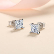 Load image into Gallery viewer, Square Moissanite Stud Earrings in 925 Sterling Silver: 1.2 ct