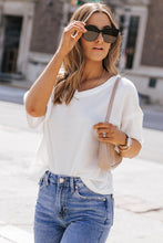 Load image into Gallery viewer, White Waffle Knit Drop Shoulder Loose Top