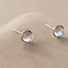 Load image into Gallery viewer, Tiny Round Moonstone Stud Earrings in 925 Sterling Silver