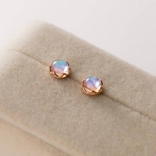Load image into Gallery viewer, Tiny Round Moonstone Stud Earrings in 925 Sterling Silver