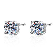 Load image into Gallery viewer, Four-Prong Moissanite Stud Earrings in 925 Sterling Silver: 0.4 ct