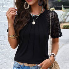 Load image into Gallery viewer, TEMPERAMENT ROUND COLLAR SHORT SLEEVE BLOUSE_CWTSTS0166: GREY / (XL) 1