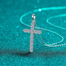 Load image into Gallery viewer, Moissanite Cross Pendant Necklace in 925 Sterling Silver: 0.36 ct