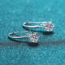 Load image into Gallery viewer, Six-Prong Moissanite Hook Earrings in 925 Sterling Silver: 1.0 ct