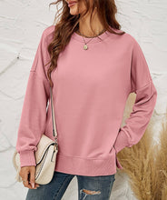Load image into Gallery viewer, Crewneck Hem Split Pullover Sweatshirt