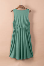 Load image into Gallery viewer, Green Buttons Sleeveless High Waist Mini Dress
