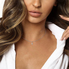 Load image into Gallery viewer, Dainty Cross Charm Pendant Necklace in 925 Sterling Silver