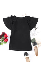 Load image into Gallery viewer, Black Plain Tiered Ruffled Short Sleeve T Shirt
