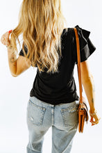 Load image into Gallery viewer, Black Plain Tiered Ruffled Short Sleeve T Shirt
