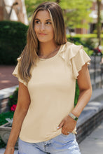 Load image into Gallery viewer, Black Plain Tiered Ruffled Short Sleeve T Shirt