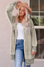 Load image into Gallery viewer, Pink Plaid Knitted Long Open Front Cardigan
