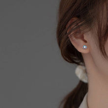 Load image into Gallery viewer, Tiny Round Moonstone Stud Earrings in 925 Sterling Silver