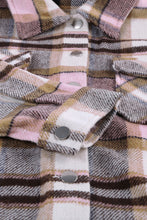 Load image into Gallery viewer, Orange Geometric Plaid Print Pocketed Shacket