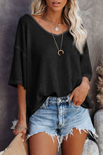 Load image into Gallery viewer, White Waffle Knit Drop Shoulder Loose Top