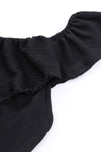 Load image into Gallery viewer, Black Ruffle One Shoulder Crinkle Tank