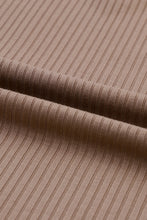 Load image into Gallery viewer, Khaki Ribbed Knit Patched Chest Pocket V Neck Top