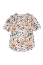Load image into Gallery viewer, Multicolor Split V Neck Puff Sleeve Flower Print Blouse