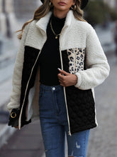 Load image into Gallery viewer, Paneled sherpa full zip jacket
